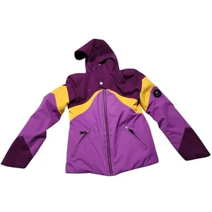Obermeyer Teen XL 18 Purple & Yellow Ski Jacket Warm Hooded Winter Coat READ - Picture 1 of 11