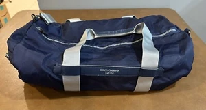 Dolce & Gabbana Light Blue Medium Nylon Duffle shoulder gym Bag Navy & Gray - Picture 1 of 7