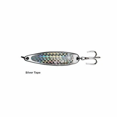 FISH WOW! 1oz Silver Spoons jig 3x Treble Hook Casting Trolling Holographic tape lot