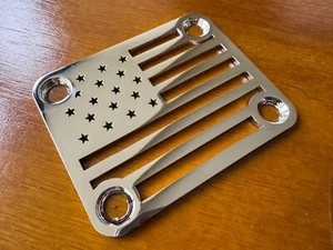 Custom Made!! American Flag Neck Plate + 4 Screws For Your Guitar or Bass Chrome - Picture 1 of 5