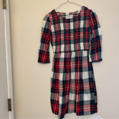 Old Navy girls Plaid Flannel Smocked Long-Sleeve Dress Christmas holiday L 10-12 - Image 1 of 4