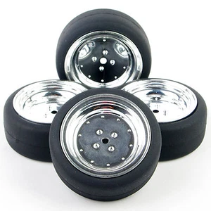 4pcs1: 10 ruedas de neumáticos planos de goma para HSP HPI 1/10 RC en carretera Drift Car 12mm hexagonal - Imagen 1 de 6