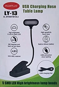 NEW Mini LED Book Light USB Rechargeable Desk Clip Reading Night Travel Lamp - Picture 1 of 5
