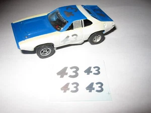 Calcomanías Roadrunner AFX #43 en PLATA POR FAVOR LEE Tyco Johnny Lightning Autoworld - Imagen 1 de 1