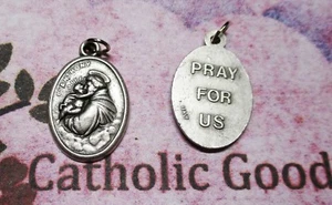 St. Saint. Anthony / Pray for Us - Italian Silver tone Ox 1 inch Medal  - Picture 1 of 3