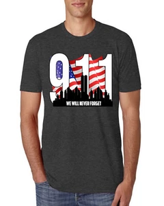 9 11 We Will Never Forget Patriot Day Flag and Twin Tower Hombre Premium Camiseta - Imagen 1 de 11