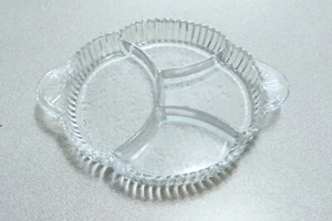 Crystal Relish Tray 4 Part 9" Inch Paden City Spring Orchard Vintage - Picture 1 of 3