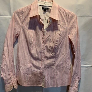 Nautica Damen Oxford gestreift Button Down Top pink Größe 6 neu mit Etikett - Bild 1 von 6