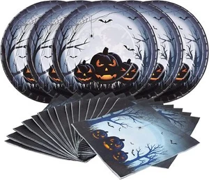 Halloween Party Supplies ,Big Paper Plates & Paper Napkins, 10 inch,50 Pack Set - Picture 1 of 6