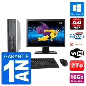 PC HP 6305 Pro SFF Ecran 19" AMD A4-5300B RAM 16Go Disque 2To Windows 10 Wifi - Imagen 1 de 8