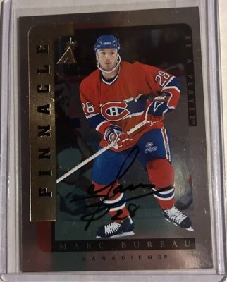 1996-97 Pinnacle Be A Player Marc Bureau Autograph Silver Auto Flyers Canadiens - Image 1 of 2