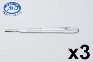 3 soportes de hoja n.o 4 con mango de bisturí o instrumentos quirúrgicos y dentales de grado - Imagen 1 de 12
