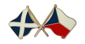 Tschechische Republik Flagge & Schottland Flagge Freundschaft Höflichkeit Pin Anstecker - Bild 1 von 3