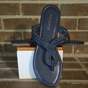 Sandalias Talbots Cece Tanga Talla 8 Mujer Azul Sin Cordones Trenzadas Metálicas - Imagen 1 de 5