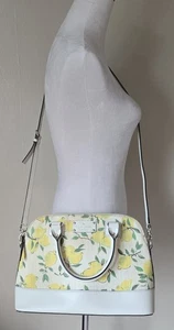 Kate Spade Medium Rachelle Wellesley Lemon Print Leather Canvas Purse Crossbody - Picture 1 of 21