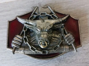 Minotaur Axes Belt Buckle Bergamot Pewter And Enamel Dragon Designs 1990 - Picture 1 of 12