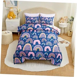 Lightweight Soft 3 Piece Rainbow Comforter Set with 2 Pillow Covers, Cartoon - Picture 1 of 7