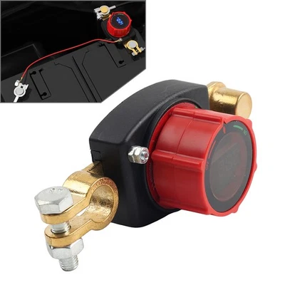 Side Post Battery Disconnect Switch Negative W/Voltage Display for Marine Car RV - Image 1 of 4