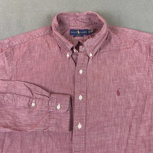 Ralph Lauren Shirt Mens XXL Red Slim Fit Button Down Long Sleeve Preppy Pony - Picture 1 of 8
