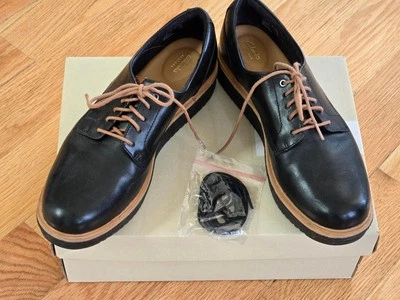 Clarks Mujer Corbata Cuero Oxford Negro Talla 8 Foto 1 de 4