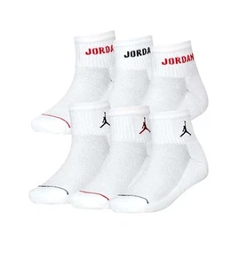 NIKE 6-Pairs Jordan Legend Quarter Socks Youth 3Y - 5Y Women 4-6 BJ0342 001 New - Picture 1 of 5