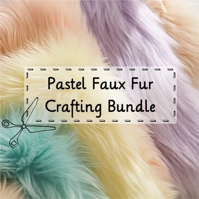 Furry Fabric Crafting Bundles Assorted Faux Fur Minky Pastel Colors Felt Plush - Image 1 of 4