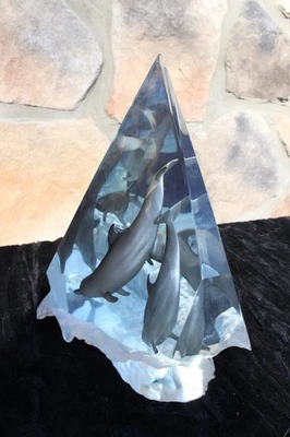 Escultura Wyland Lucite "Luz de delfines" AP #5 Foto 1 de 4