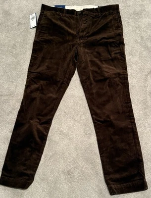 Men's Polo by Ralph Lauren Stretch Slim Corduroy Pant 33/30-Chocolate-NWT - Image 1 of 4
