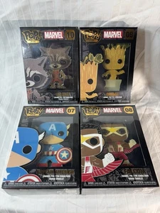 Funko Pop Pin Marvel,Rocket Raccoon,Captain America,Groot,Falcon Set Of 4 Sealed - Picture 1 of 4