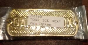 "CAJA DE HIELO ROBLE Latón Sólido Etiqueta de Letrero 3"" NOS Muebles Acabado Reparación Hardware NUEVO - Imagen 1 de 7