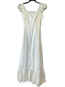 Maxi Vestido Pradera Vintage Años 70 Hecho en Unión EE. UU. Encaje Cottage-core Talla S/M? LEER - Imagen 1 de 22