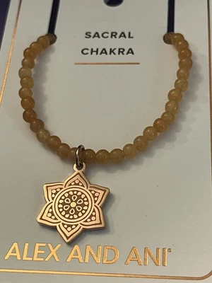 Alex and Ani SACRAL CHAKRA Stretch Bracelet ~Shiny Gold ~ Pink Aventurine ~ NWT! - Image 1 of 3