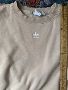 ADIDAS BEIGE CROPPED BATWING CREWNECK SWEAT SHIRT - WOMEN SIZE M - Picture 1 of 10