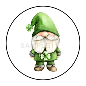 30 St Patricks day green gnome envelope seals stickers labels tags party favors - Picture 1 of 2