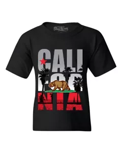 California Palm Tree Youth's T-Shirt Bear State Cali Pride Souvenir Shirts - Picture 1 of 11