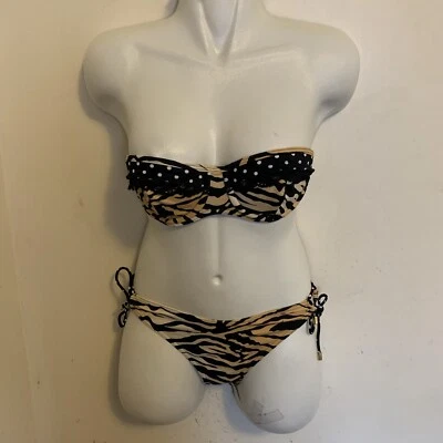 Victoria’s Secret Feminino 2 Peças. Terno de Banho Estampa de Animal Tigre Bolinhas 34C/S - Imagem 1 de 4