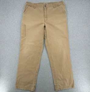 LL Bean Katahdin Iron Works Pants Men 40x32 Canvas Beige Khaki Carpenter Utility - Picture 1 of 14