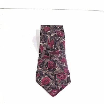  CORBATA VALENTINO ARTÍSTICA FLORAL NEGRA GRIS HERMOSA SEDA CORBATA DE LUJO Foto 1 de 3