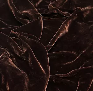 SILK VELVET CHOCOLATE SOLID FABRIC 45” CLOTHING DRAPERY DRESSES BY YARD - Picture 1 of 1