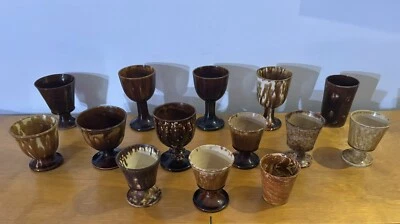 Lote 14 copas y tazas antiguas de cerámica esmaltadas Bennington Rockingham Foto 1 de 4