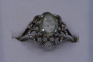 STERLING SILVER FILIGREE RING WITH FACETED QUARTZ SOLITAIRE, SIZE 6.25 - Picture 1 of 7
