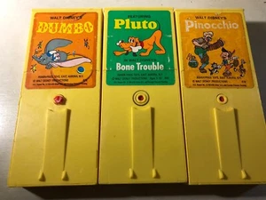 3 Fisher Price Movie Viewer Cartridges Dumbo Pluto Pinocchio Broken Wheel Drives - Picture 1 of 2