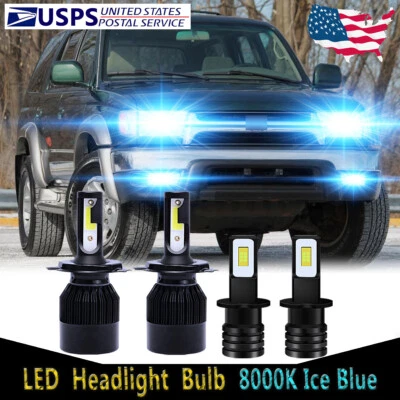 For Toyota 4Runner 1999-2002 LED Headlight High/Low Beam 9003+H3 Fog Bulb 4X C9L - Изображение 1 из 4