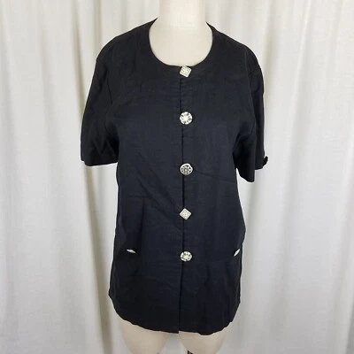 Blazer Chaqueta Mujer Vestido Granero Tejido Lino Manga Corta L XL Sin Cuello Foto 1 de 4