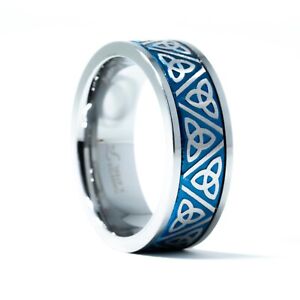 Tungsten Carbide Wedding Band Ring Celtic Triquetra Trinity Knot 8MM FREE ENGRAV
