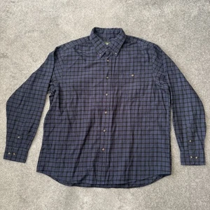 Eddie Bauer Shirt Mens XL Blue Black Plaid Flannel Button Down Heritage Pocket - Picture 1 of 6