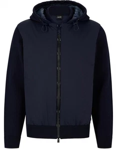 Hugo Boss Men's Hybrid Full Zip Wool Jacket Hooded Navy Size S RRP £599 - Picture 1 of 20
