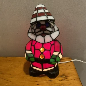 Tiffany Stil Buntglas Wackelkopf Weihnachtsmann elektrische Tischlampe Licht 9" - Bild 1 von 11