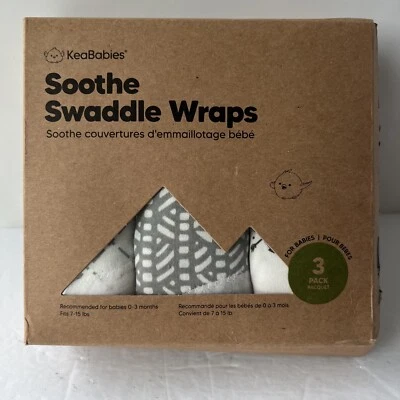 KeaBabies Soothe Swaddle Wrap 3 Pack Organic Baby Swaddle **NEW** - Image 1 of 4