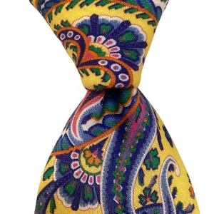 BREUER Mens 100% Linen Necktie XL 61 5/8" ITALY Luxury Geometric Multi-Color NWT - Picture 1 of 3